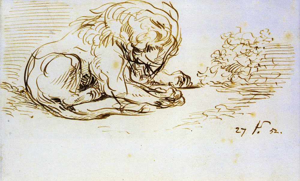 Eugène Delacroix - Lion Clutching Its Prey