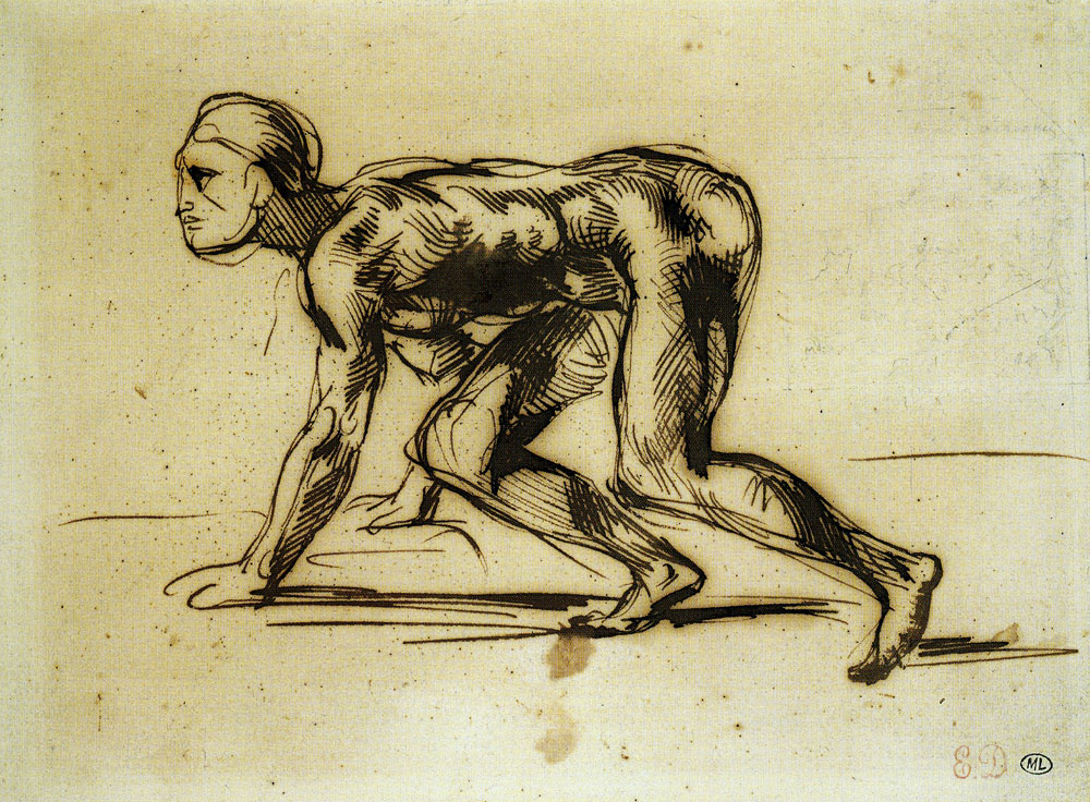 Eugène Delacroix - Nude Man Crouching