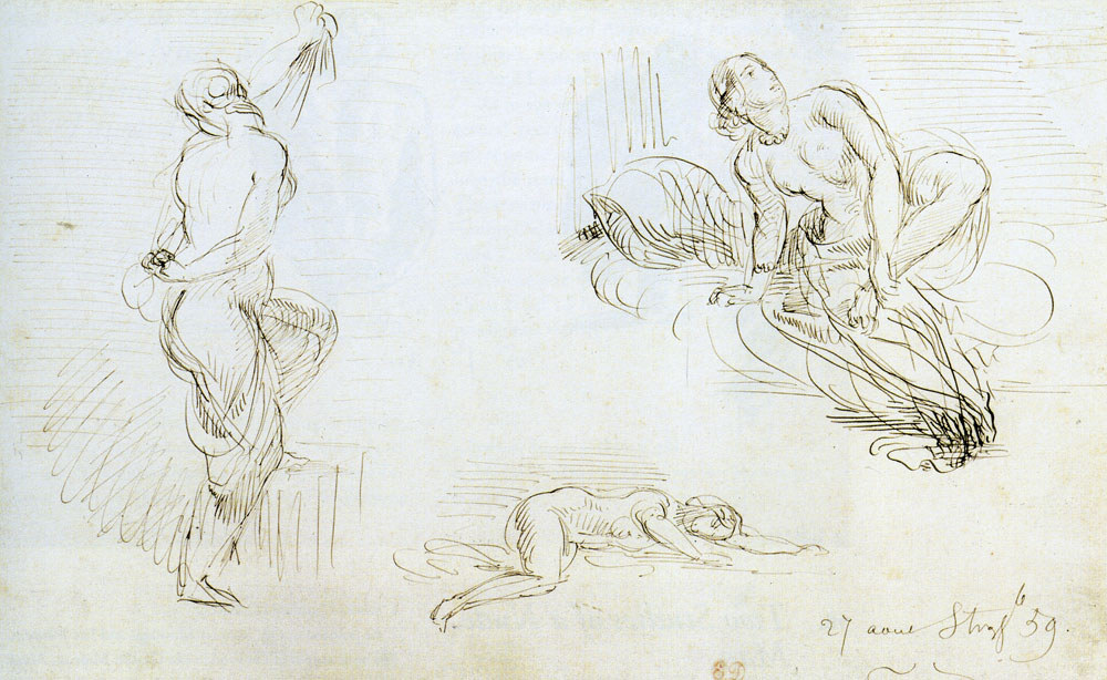 Eugène Delacroix - Three Studies of Nude Women at Their Toilette