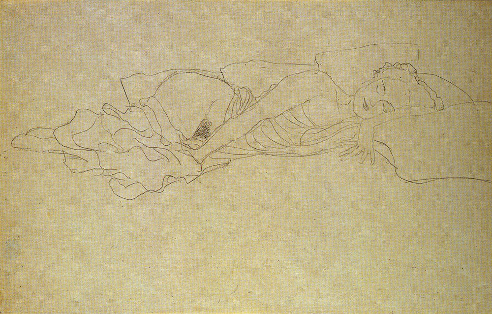 Gustav Klimt - Reclining Nude, Partially Draped