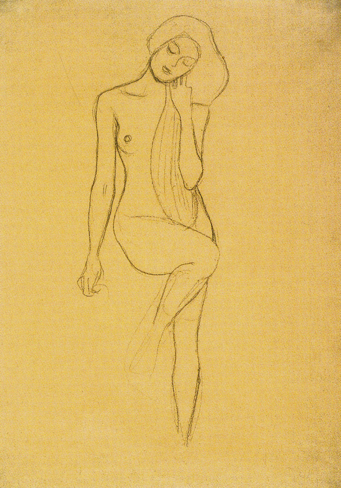 Gustav Klimt - Standing Female Nude with Raised Right Leg