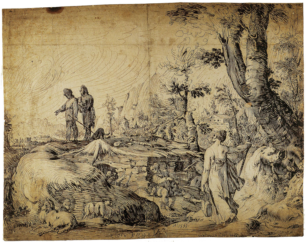 Hendrick Goltzius - Arcadian Fantasy; Landscape with Figures