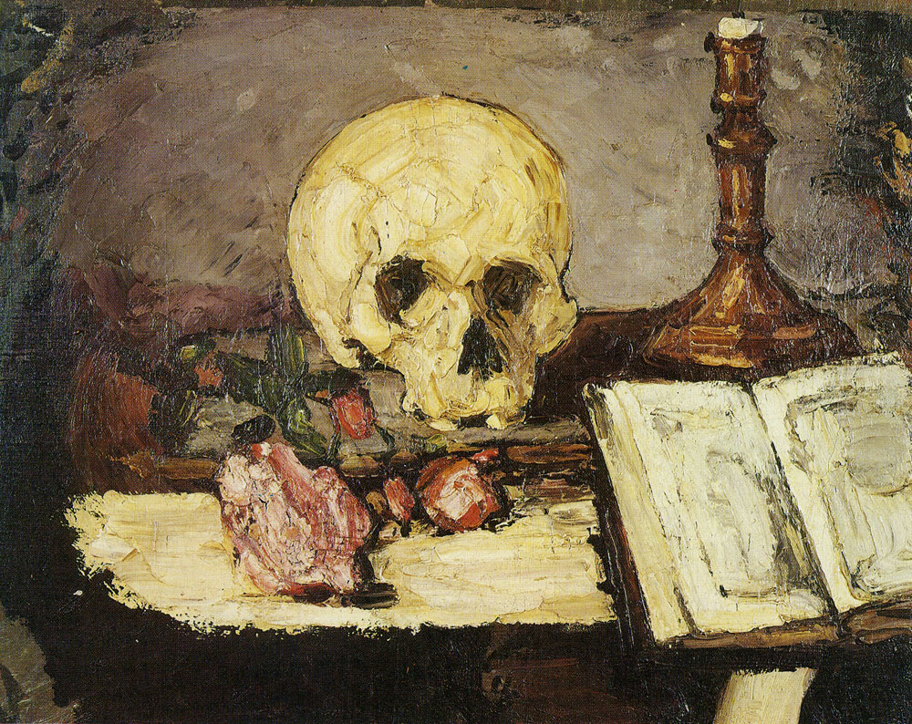 Paul Cézanne - Still life: Skull and candlestick