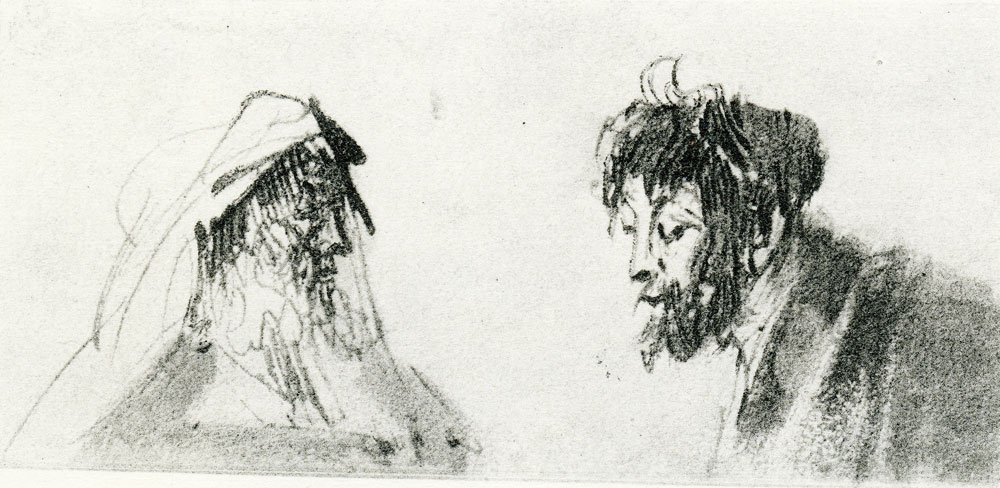 Rembrandt - Two Studies of Men's Heads