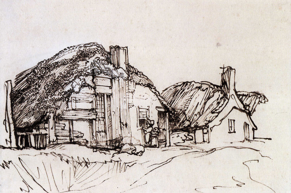 Rembrandt - Two Thatched Cottages