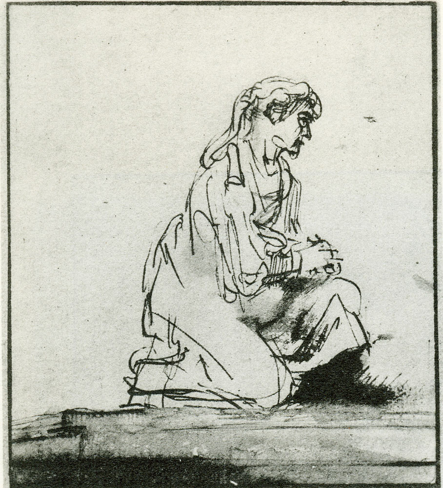 Rembrandt - Woman Kneeling on a Step