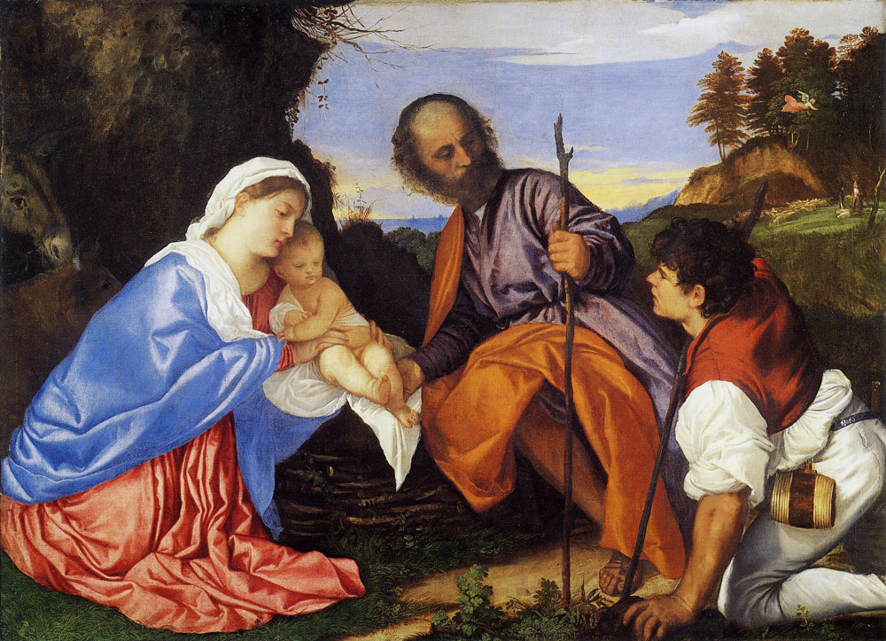 Titian - The Holy Family and a Shepherd