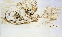 Eugène Delacroix Lion Clutching Its Prey