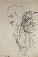 Gustav Klimt Two Head Studies of a Man