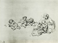 Rembrandt Woman with Five Children