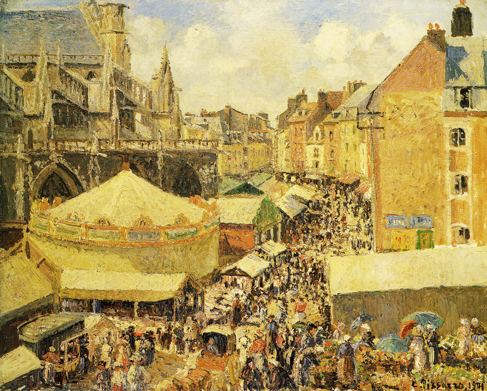 Camille Pissarro - Fair in Dieppe, Sunny Morning