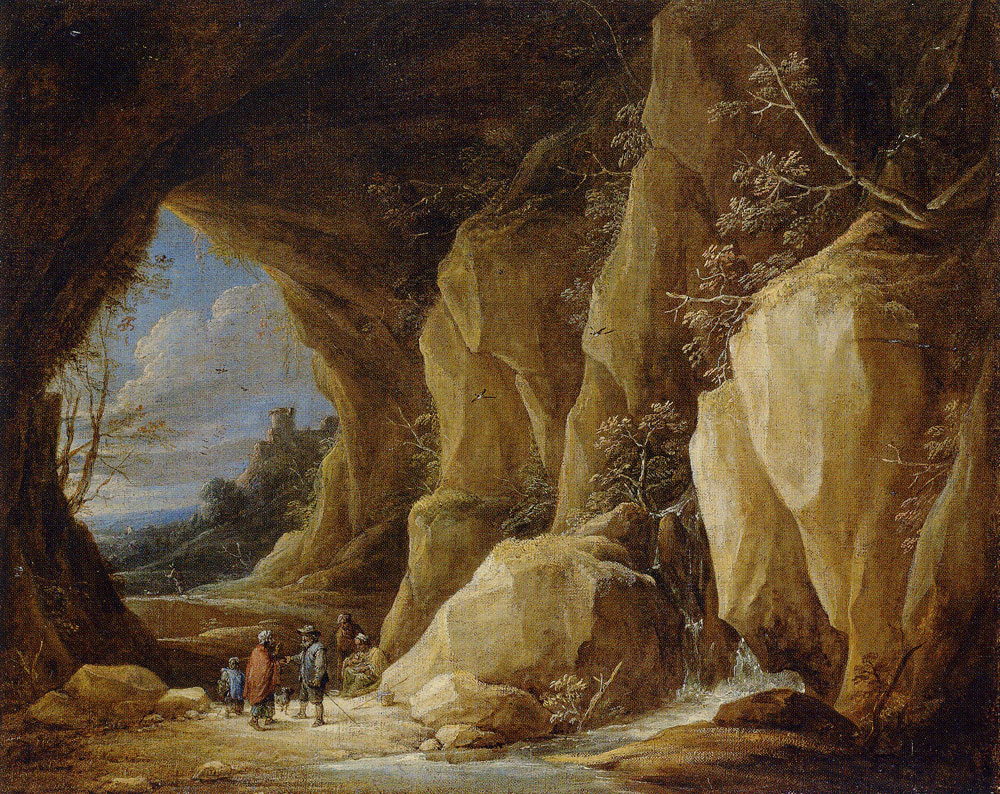 David Teniers the Younger - Landscape with Grotto and Group of Gypsies