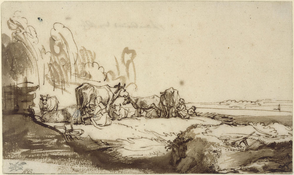 Attributed to Gerbrand van den Eeckhout - Landscape with a herd of cattle