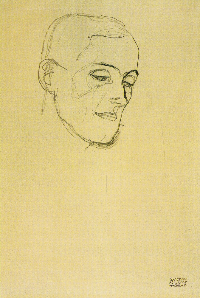 Gustav Klimt - Head Study in Three-Quarter Profile Facing Right