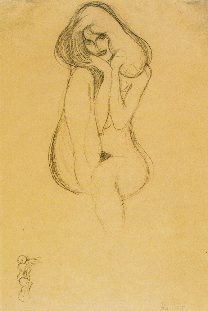 Gustav Klimt - Seated Female Nude, Composition Study