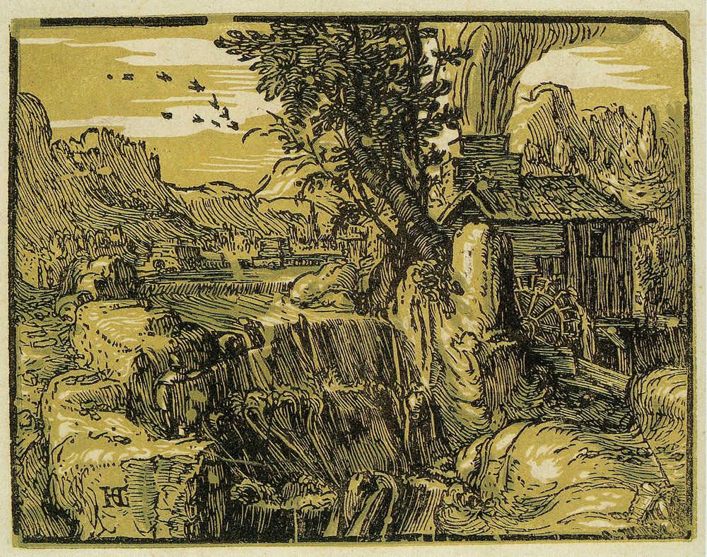 Hendrick Goltzius - Landscape with a Waterfall