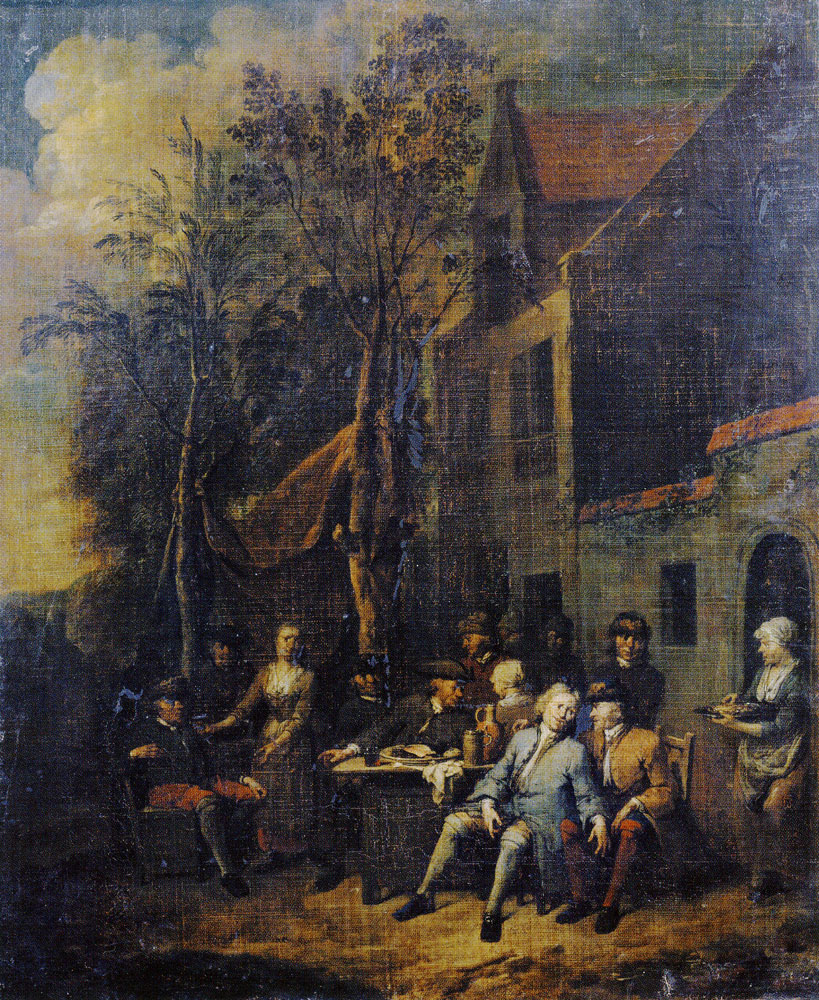 Jan Baptist Lambrechts - Scene by a Tavern