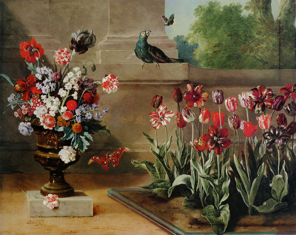 Jean-Baptiste Oudry - Flowerbed of Tulips and Vase of Flowers