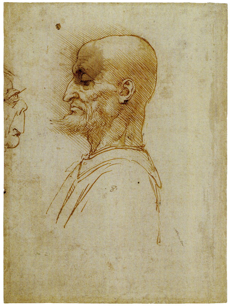 Leonardo da Vinci - Study of a Man in Profile Facing a Grotesque Figure