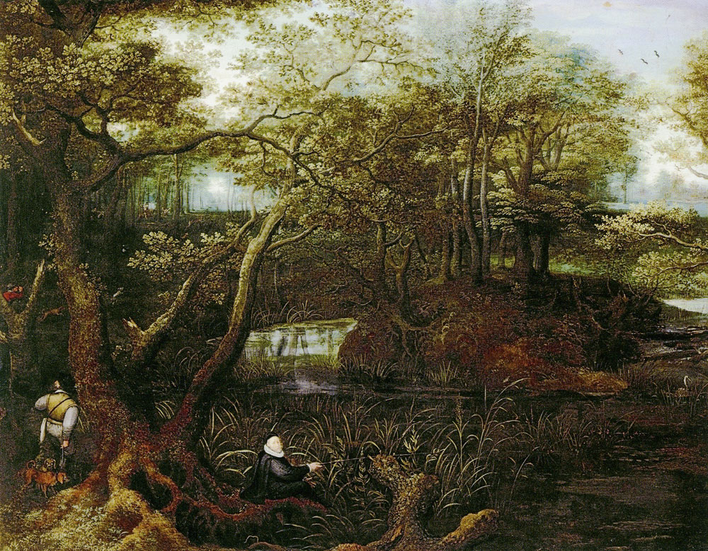 Lucas van Valckenborch - Forrest with angler