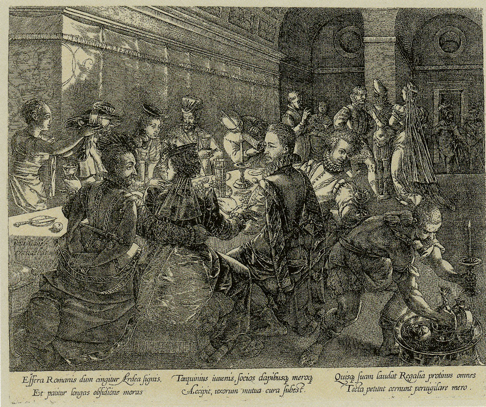 Philips Galle after Hendrick Goltzius - The Banquet of Sextus Tarquinius
