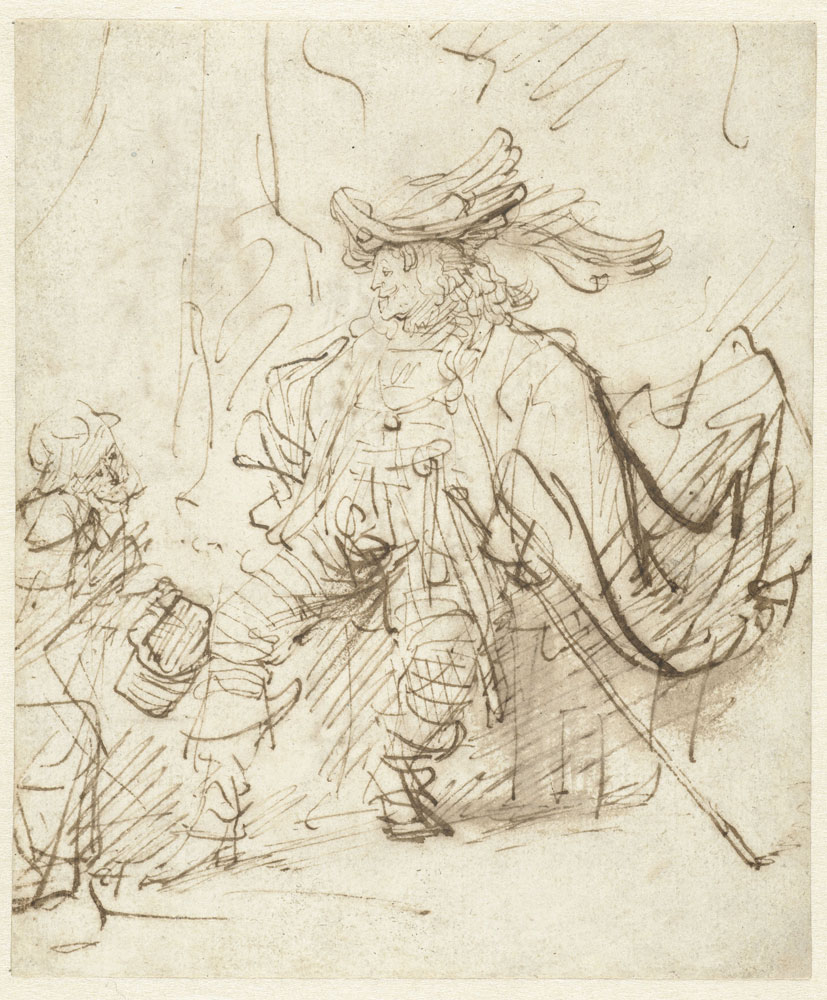 Rembrandt - Actor in Dialogue with a Kneeling Man