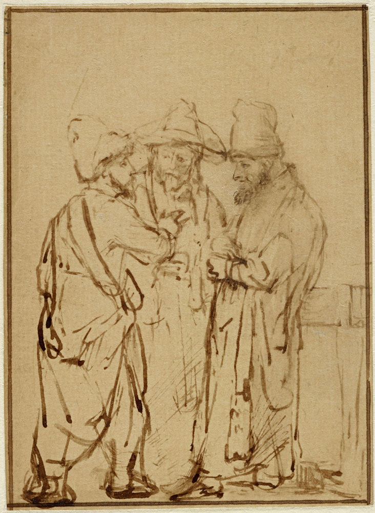 School of Rembrandt - Three Jews in Discussion