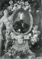 Gaspar Peeter Verbruggen II Portrait of Philip V of Spain in a Frame Adorned with Flowers