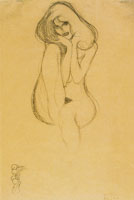 Gustav Klimt Seated Female Nude, Composition Study
