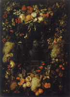 Jan Pauwel Gillemans Bust of the Virgin Mary in a Garland of Fruits