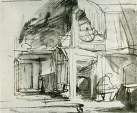 Rembrandt Study of the Interior of a House