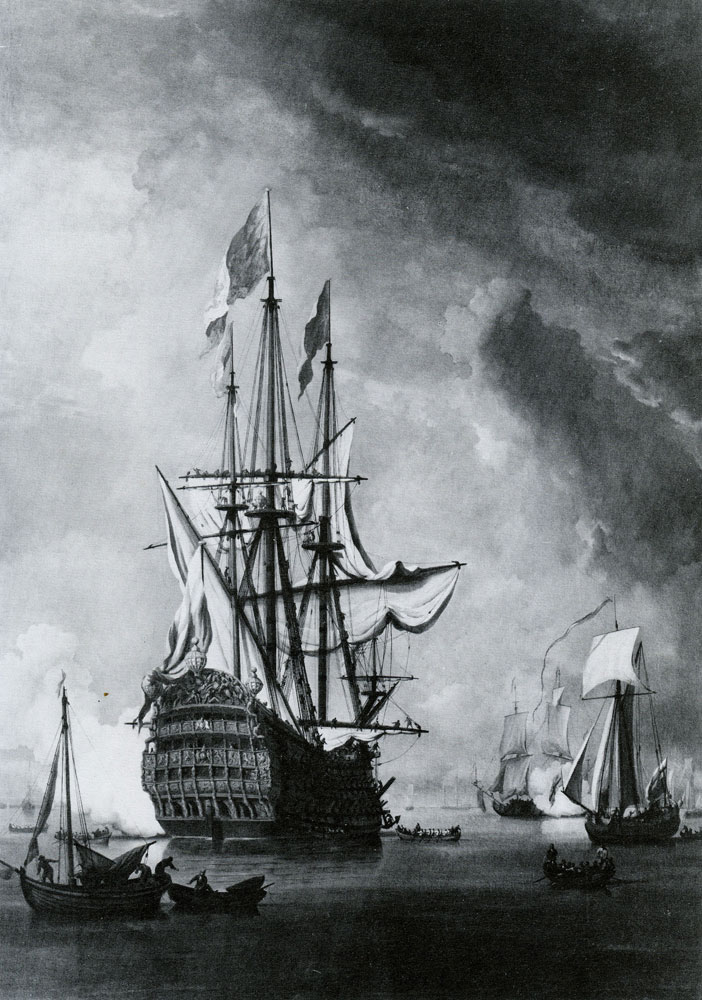 Studio of Willem van de Velde the Younger - Calm: the English ship Britannia at anchor