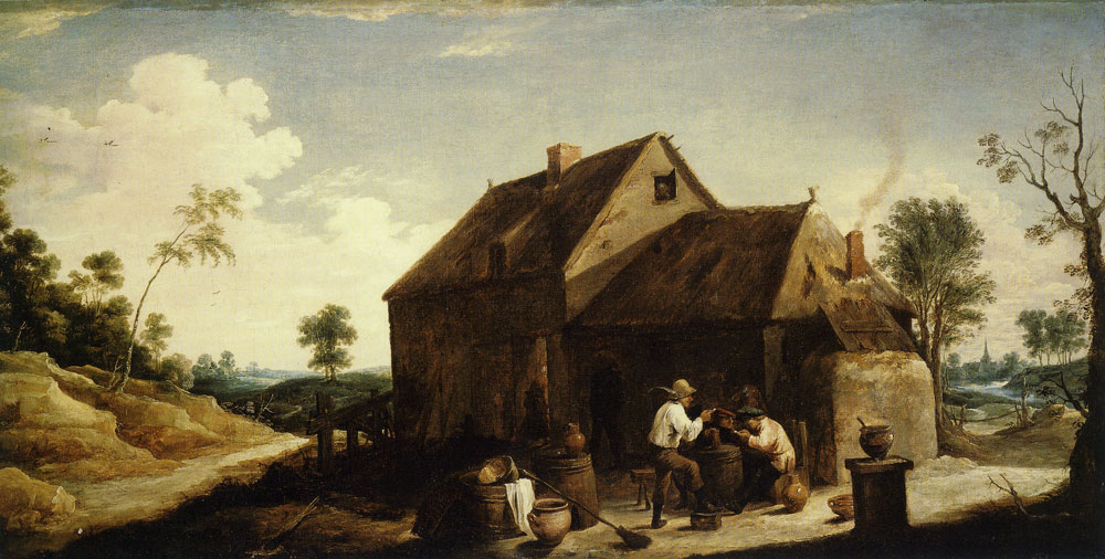 David Teniers the Younger - Landscape with Peasant Before an Inn