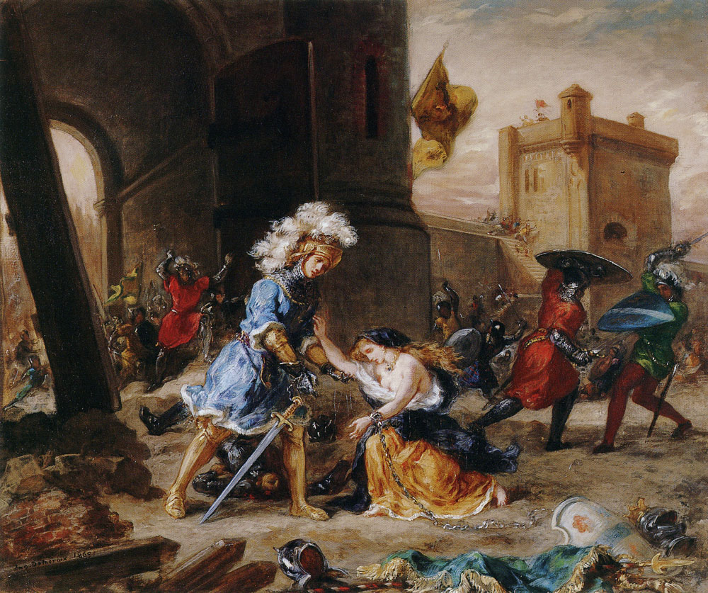 Eugène Delacroix - Amadis de Gaule Delivers a Damsel from Galpan's Castle