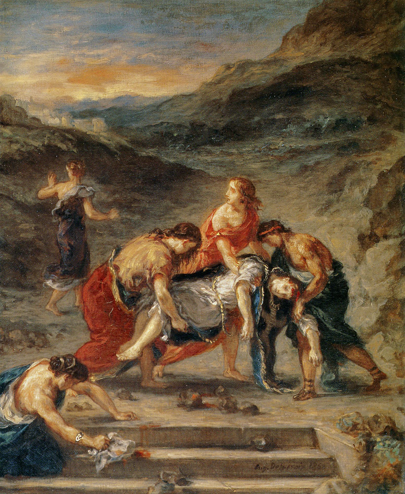 Eugène Delacroix - Saint Stephen Borne Away by His Disciples