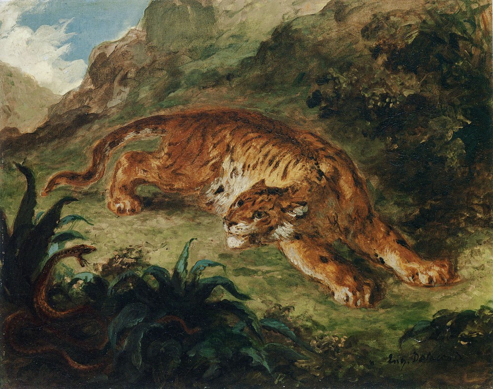 Eugène Delacroix - Tiger Startled by a Snake