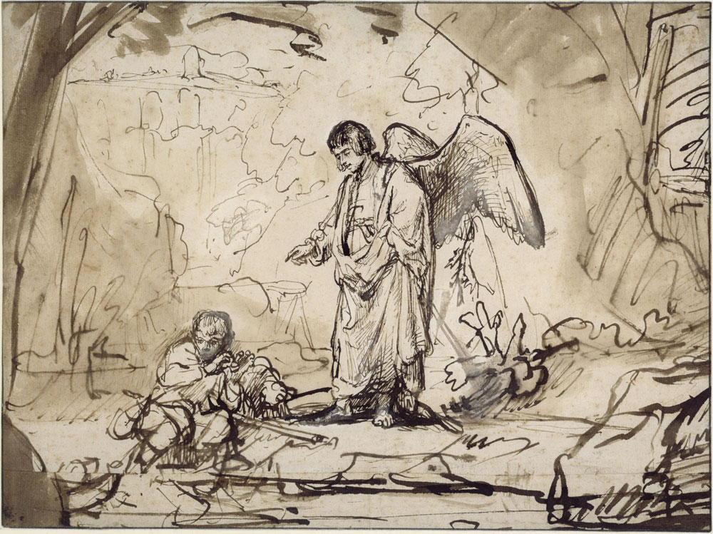 Ferdianand Bol - Tobias, Frightened by the Fish, with the Angel