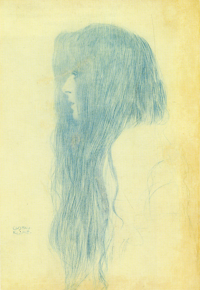 Gustav Klimt - Girl with Long Hair in Profile