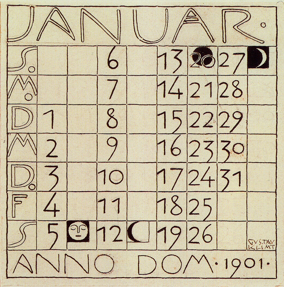 Gustav Klimt - Drawing for a Calendar, January