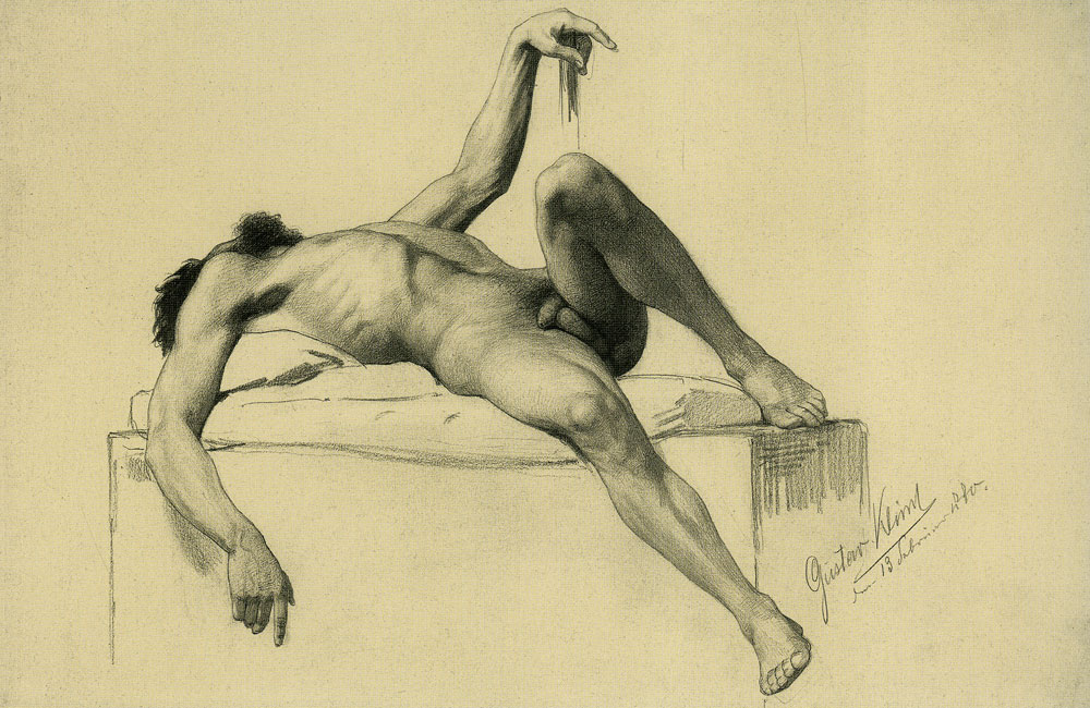 Gustav Klimt - Reclining Male Nude