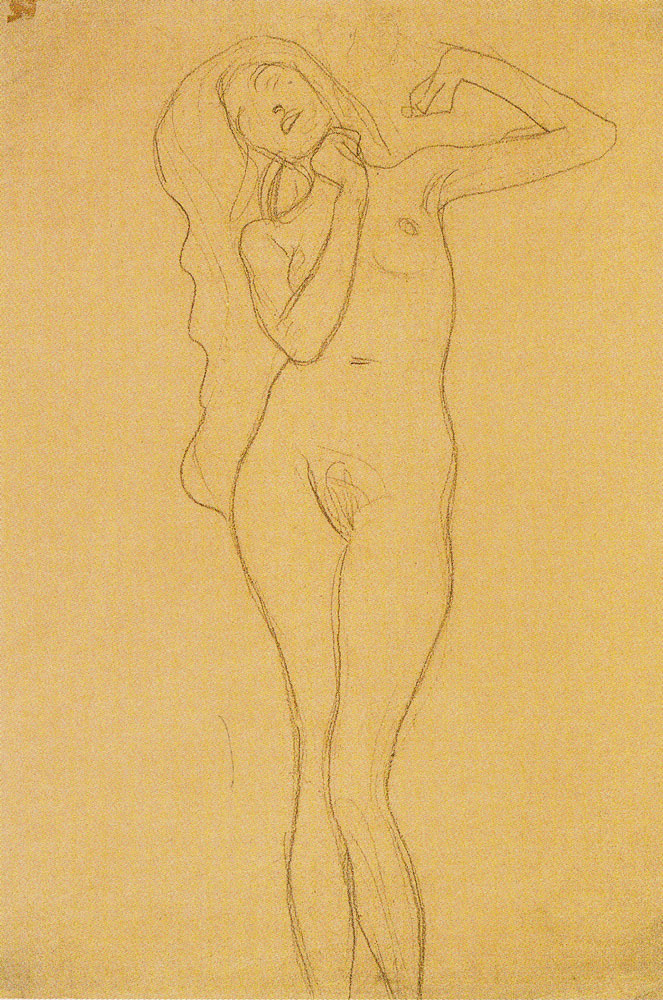 Gustav Klimt - Standing Female Nude with Raised Arms