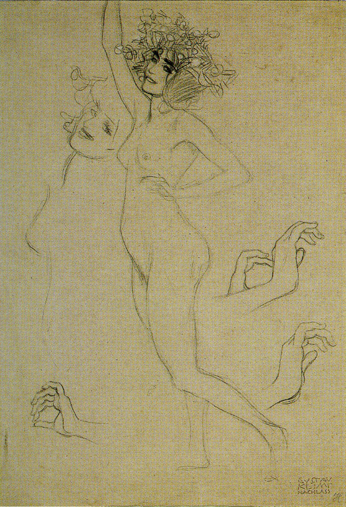 Gustav Klimt - Two Studies of a Dancing Female Nude for 