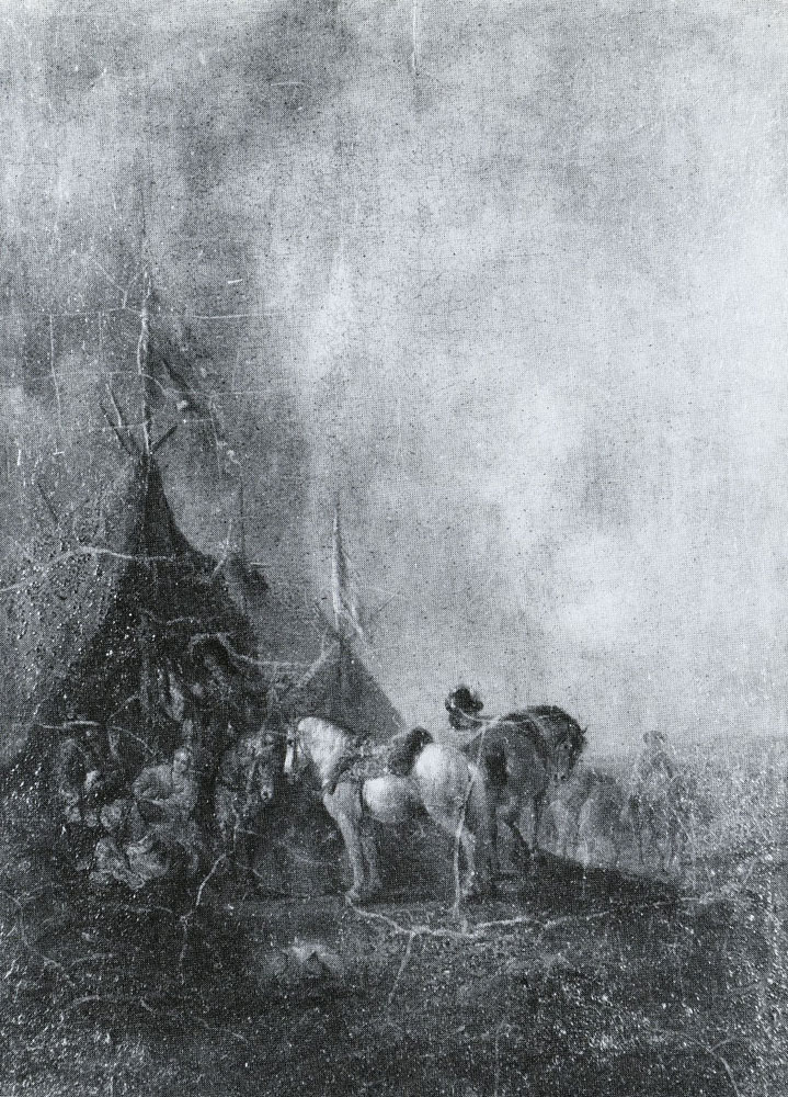 Style of Philips Wouwerman - Horses and figures at a sutler's tent