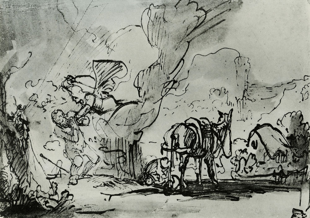 Rembrandt - The Angel Threatening Balaam