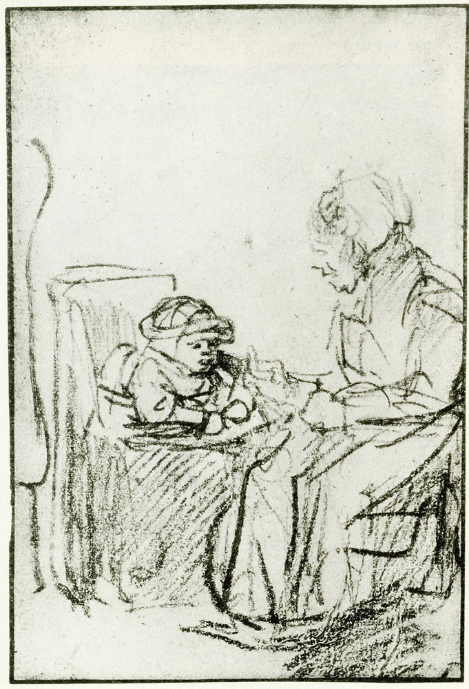 Rembrandt - Child Seated in a Chair and a Nurse