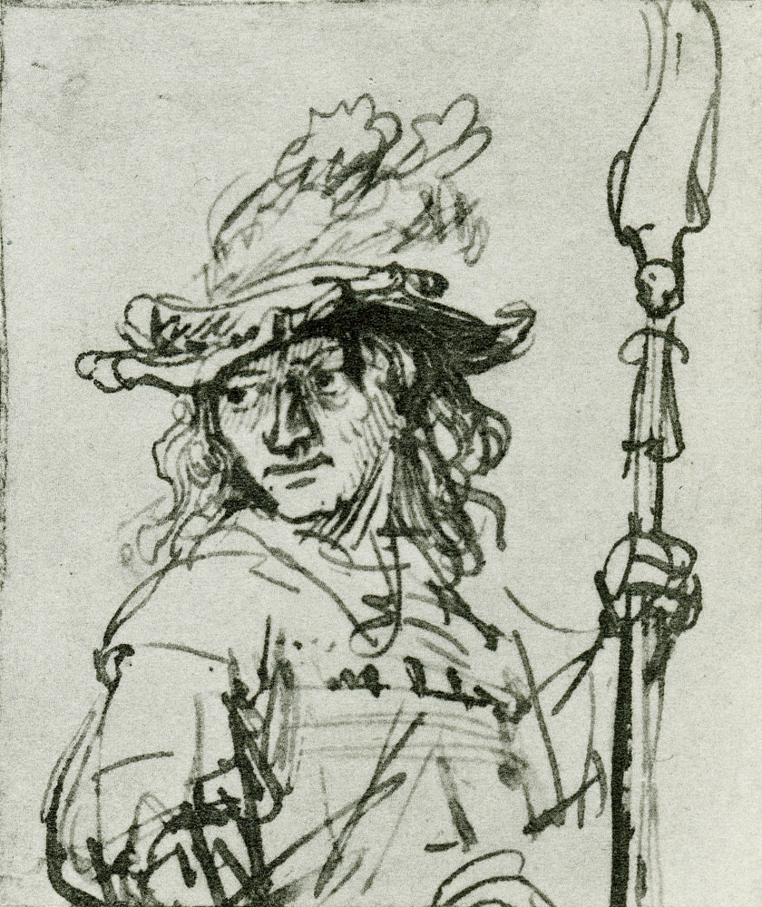 Rembrandt - Man in a Plumed Hat with a Halberd