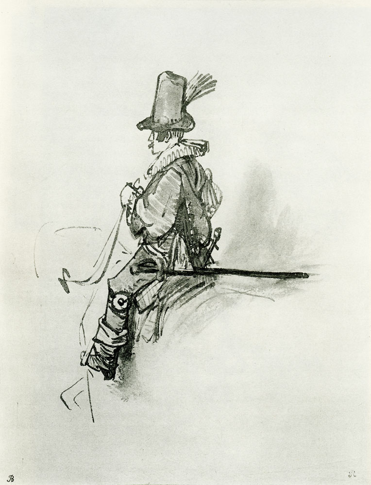 Rembrandt - Sketch of a Mounted Officer