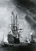 Studio of Willem van de Velde the Younger Calm: the English ship Britannia at anchor