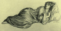 Dante Gabriel Rossetti Jane Morris lying on a sofa