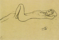 Gustav Klimt Reclining Female Nude with Raised Left Leg